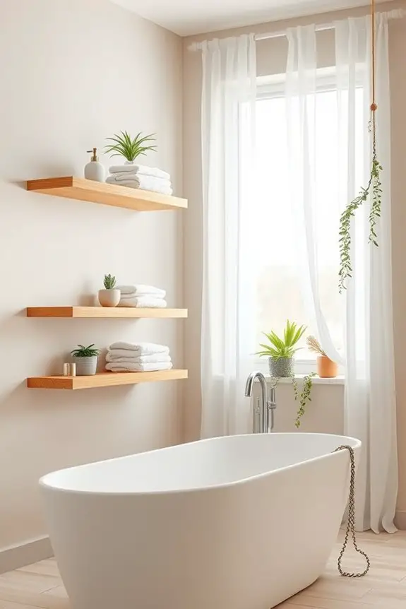 floating shelves enhance decor