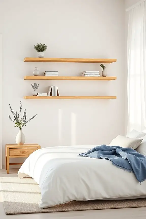 floating shelves enhance decor