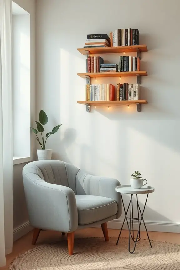 floating shelves with lighting