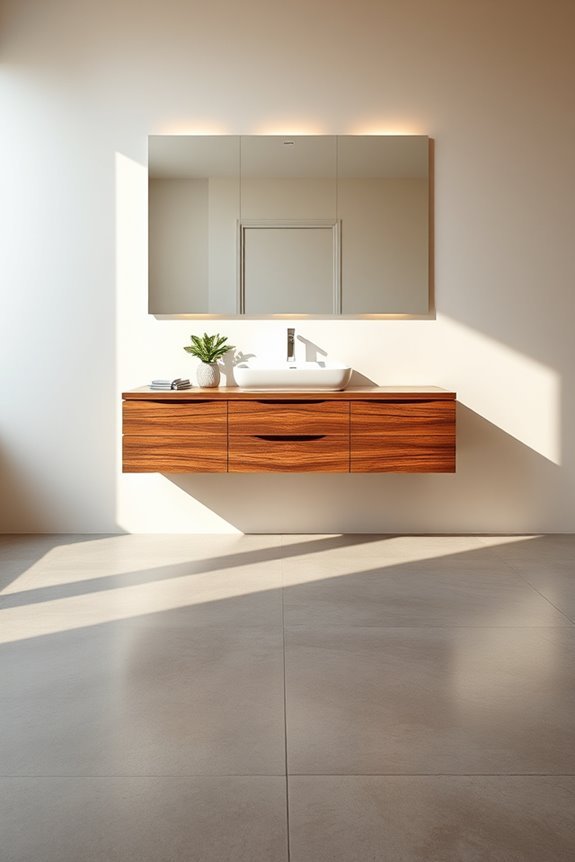 floating vanities concrete floors