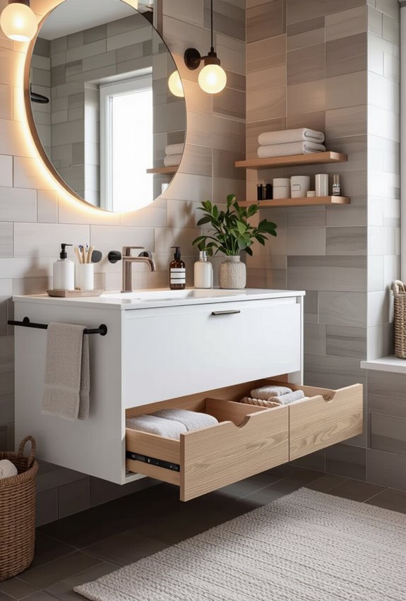 floating vanity with drawers