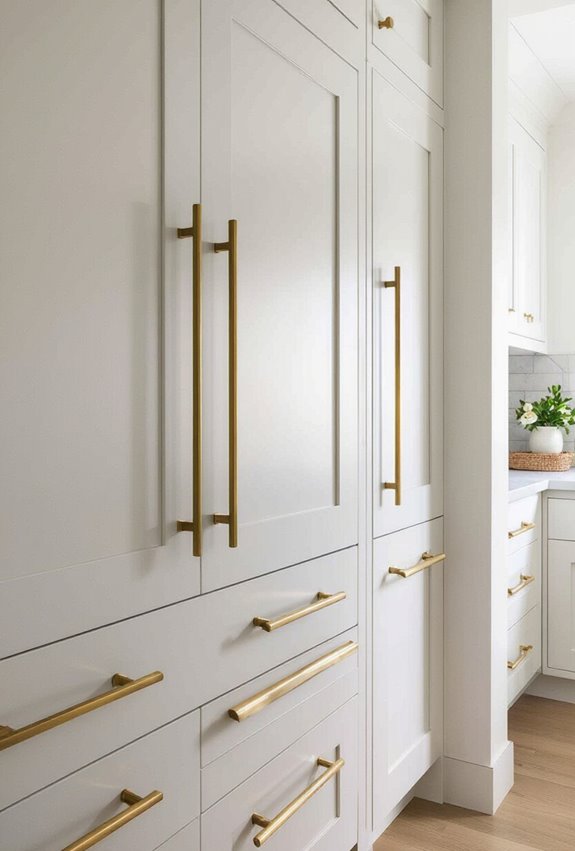 floor to ceiling brass pulls