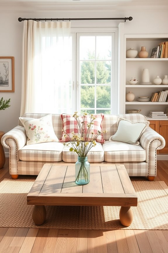 floral and checkered fabrics