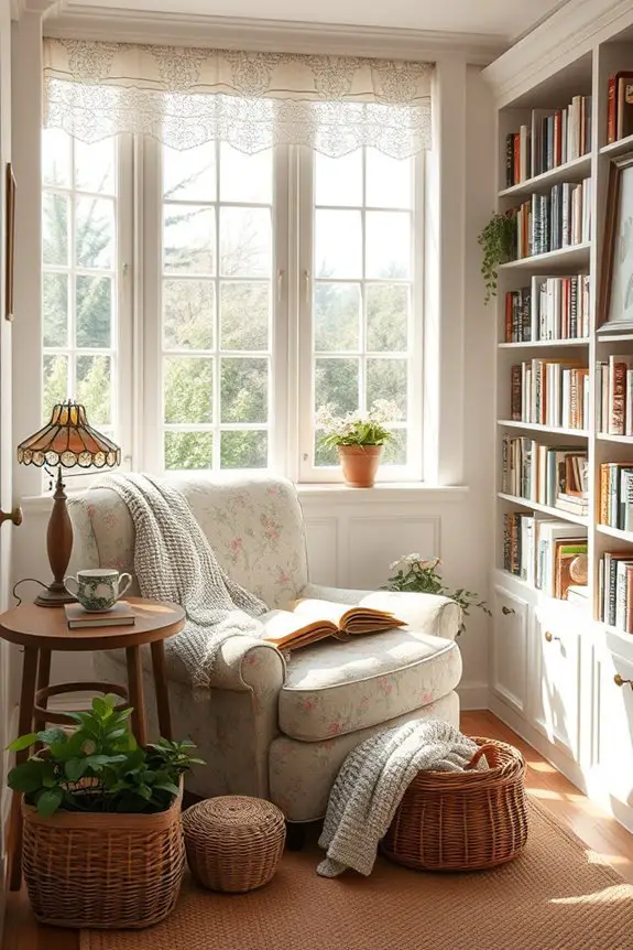 floral cottage library retreat