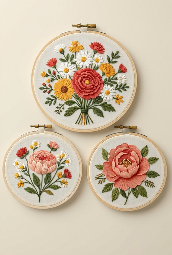 floral embroidery wall decor