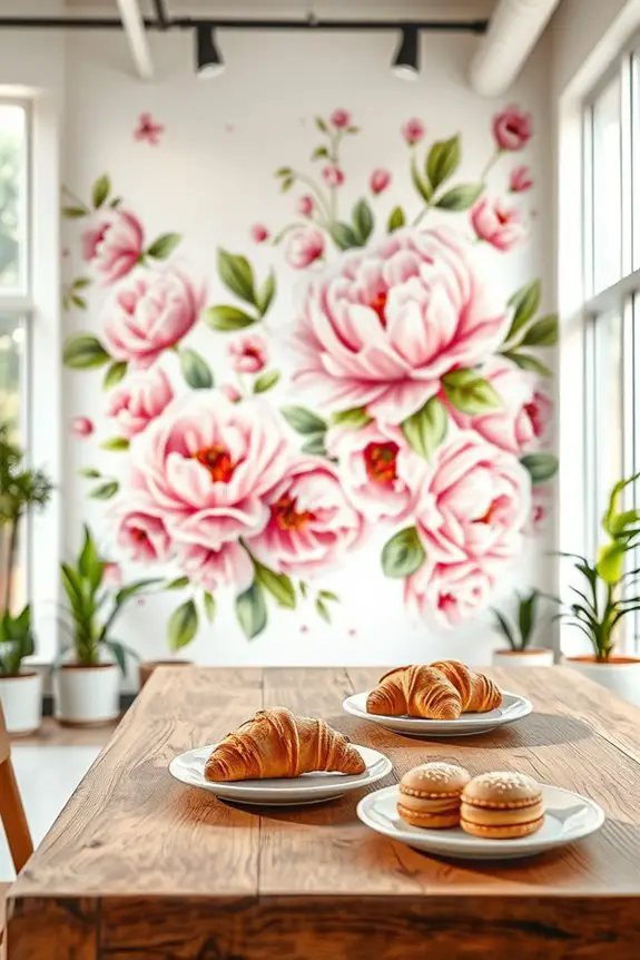 floral mural bakery ambiance