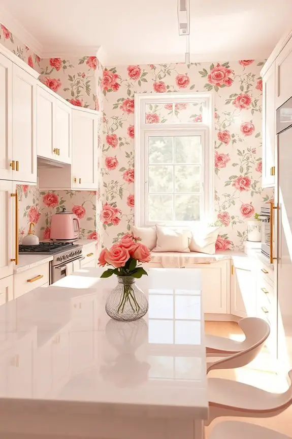 floral wallpaper enhances kitchens