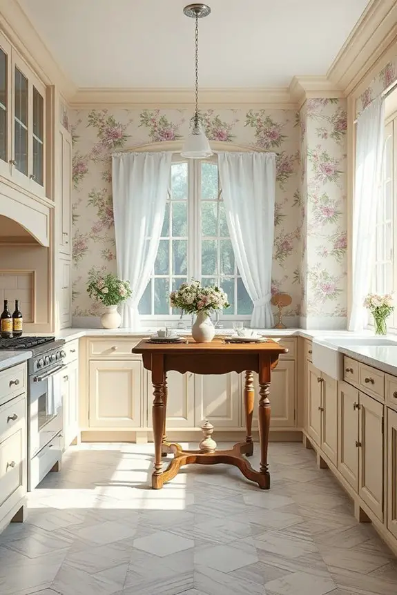 floral wallpaper enhances victorian charm
