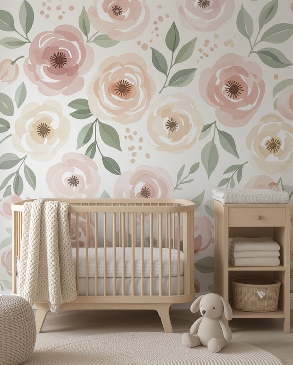 floral watercolor nursery murals