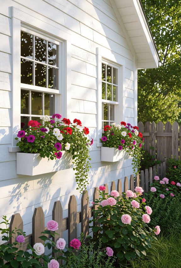 flowered shed and fence boxes