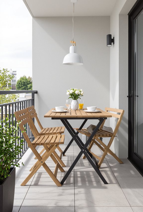 fold down balcony bench table