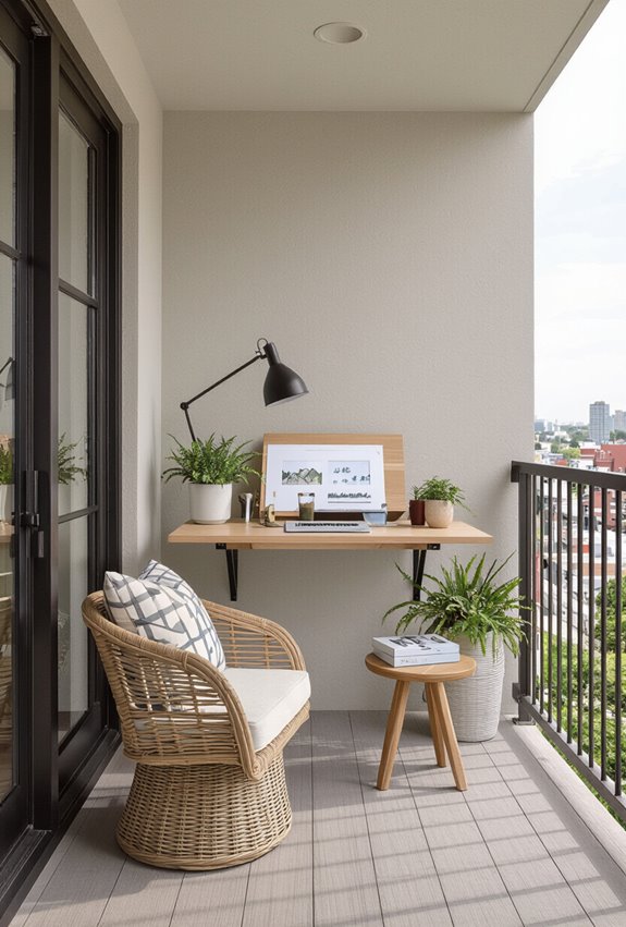 fold down compact balcony workstation