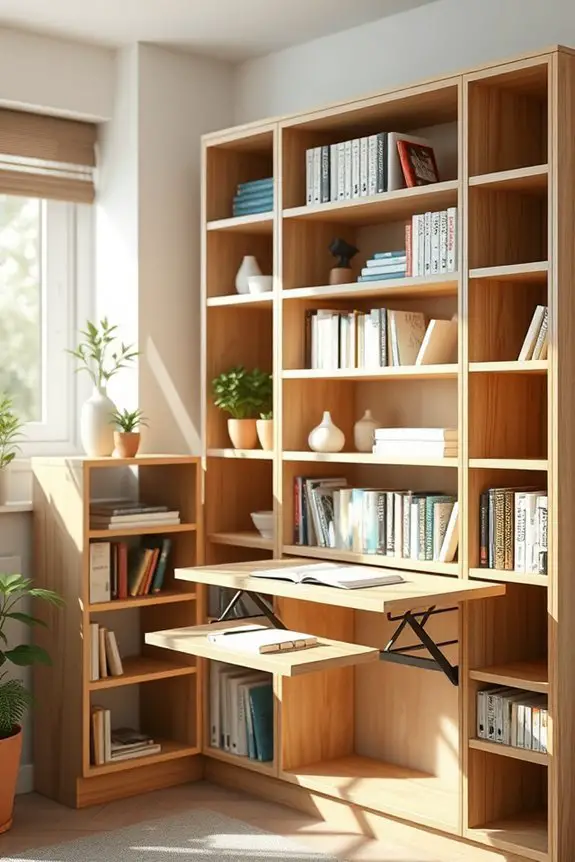 fold down desk bookshelf design