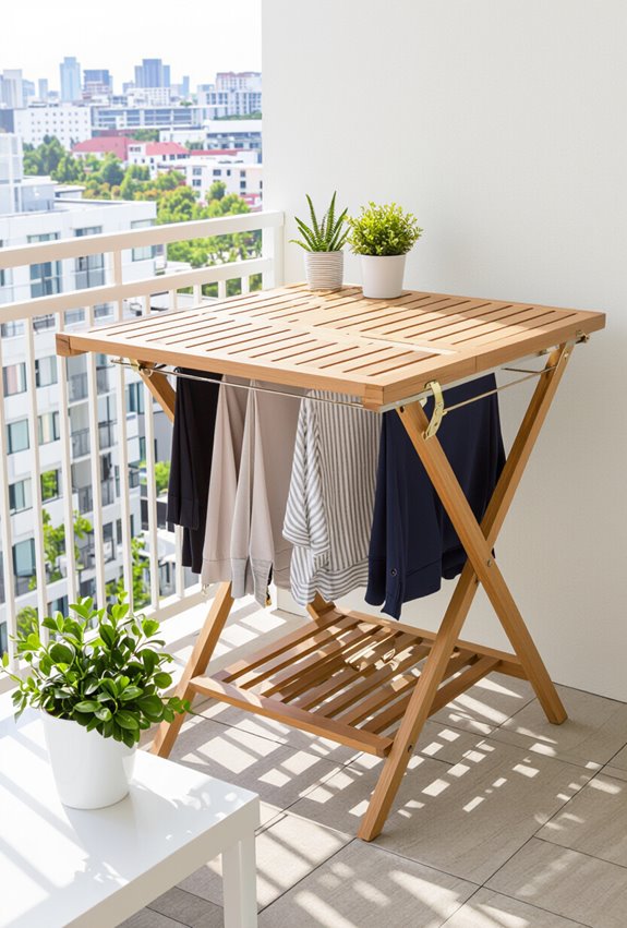 foldable balcony table rack