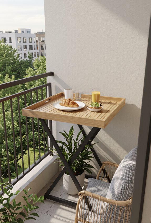 foldable elevated balcony dining tray