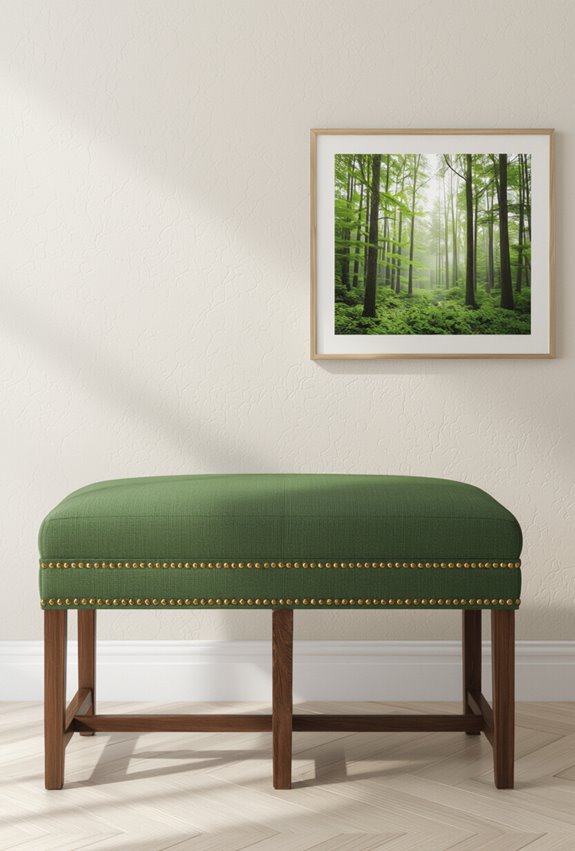 forest green gold trim bench
