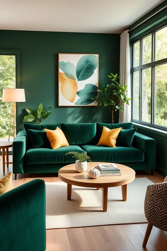 forest green living room