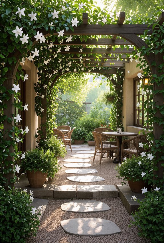 fragrant climbing jasmine path