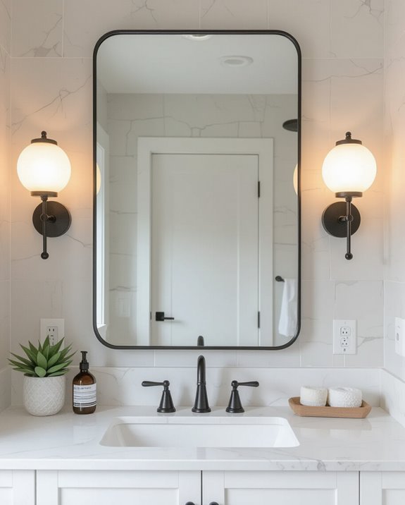 frame mirror with sconces