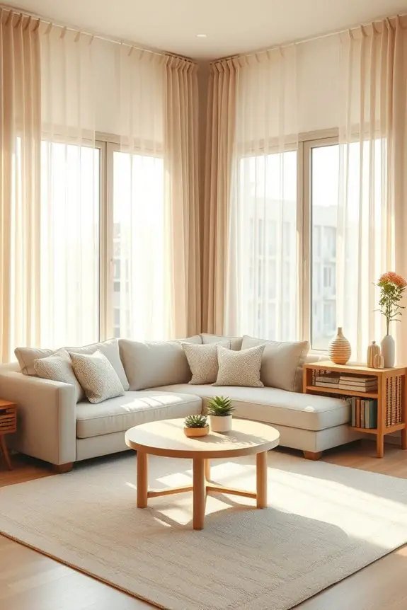 frame windows with sheer curtains