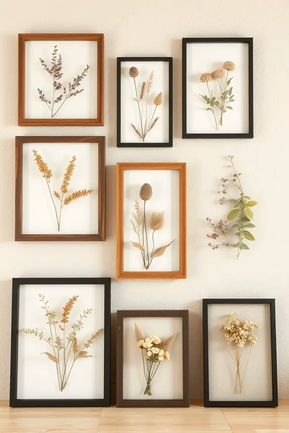 framed art from dried flowers