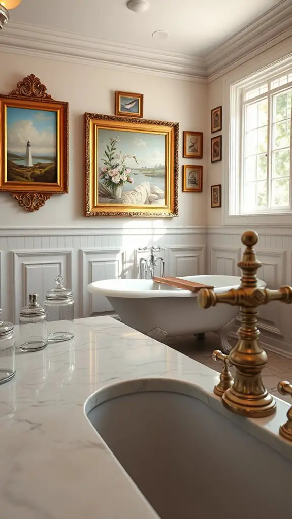 framed artwork enhances bathrooms