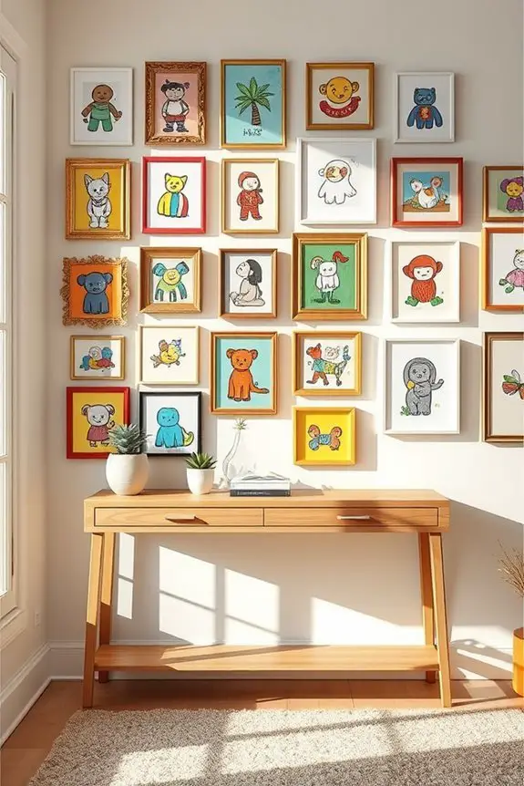 framed children s artwork display