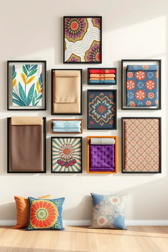 framed fabric swatch collage