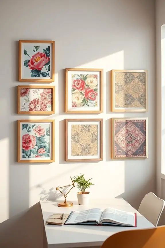 framed fabric swatch display