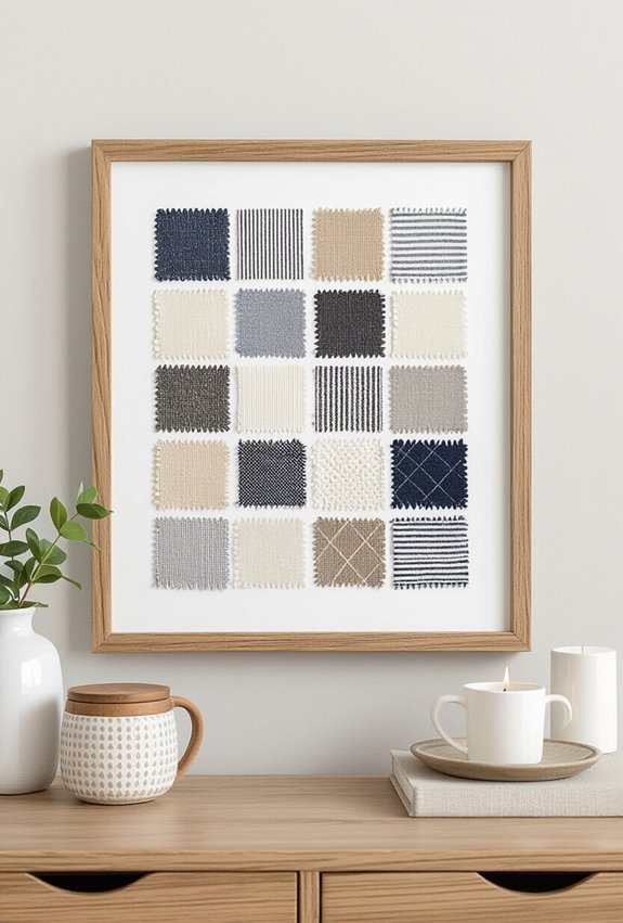 framed fabric swatches collage