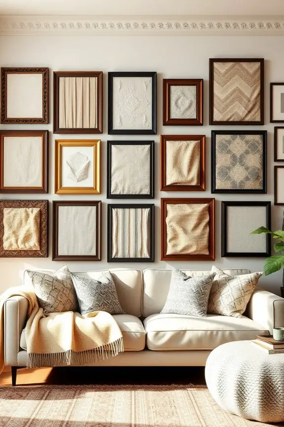 framed fabric swatches decor