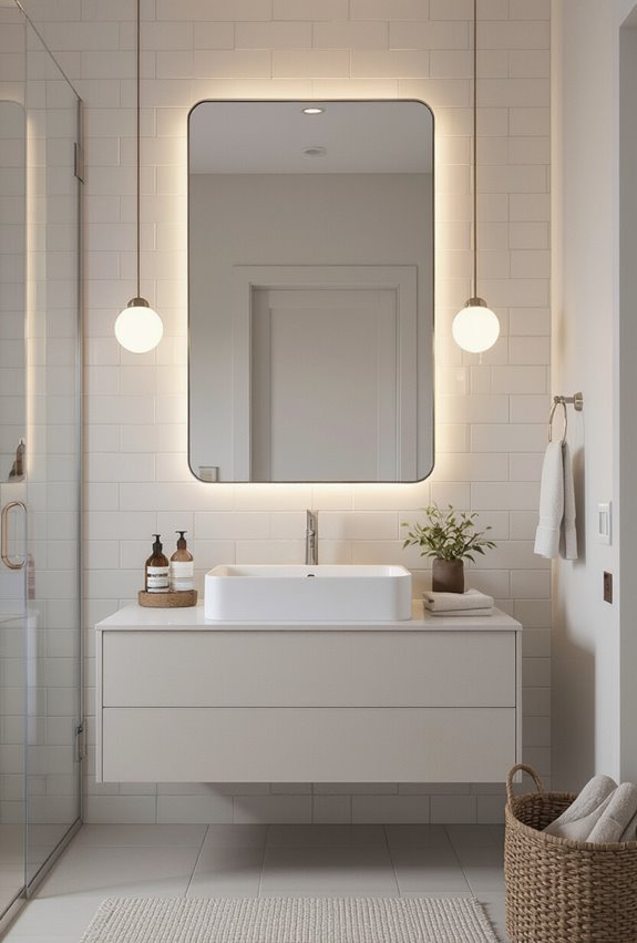 framed mirrors enhance bathroom style
