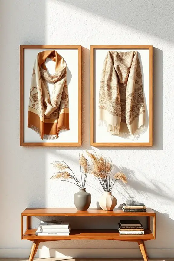 framed silk scarf displays