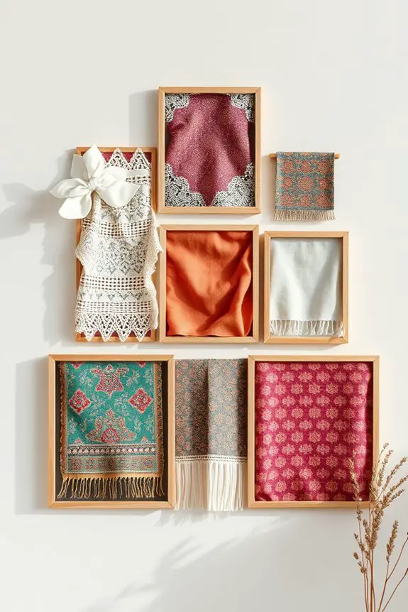 framed textile art display