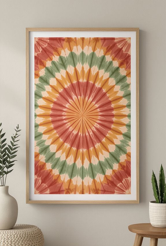 framed tie dye textile art