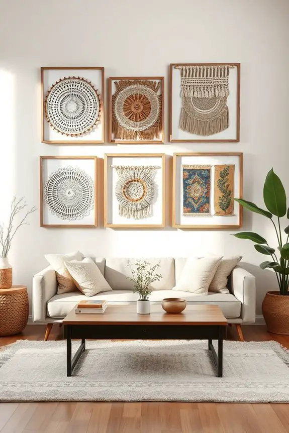 framed vibrant textile art