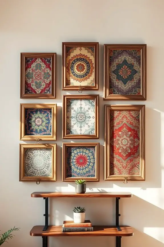 framed vintage fabric display