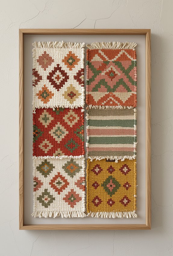 framed woven rug collage