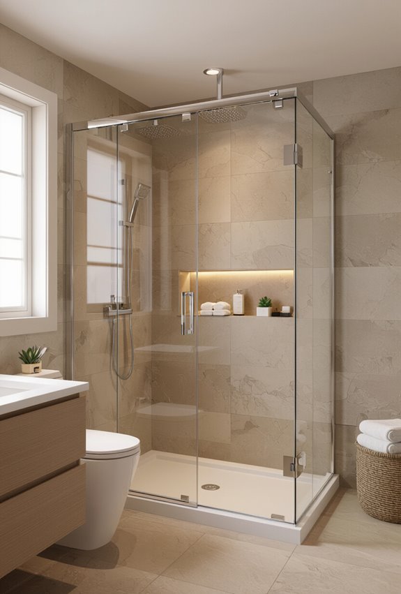 frameless shower enhances openness