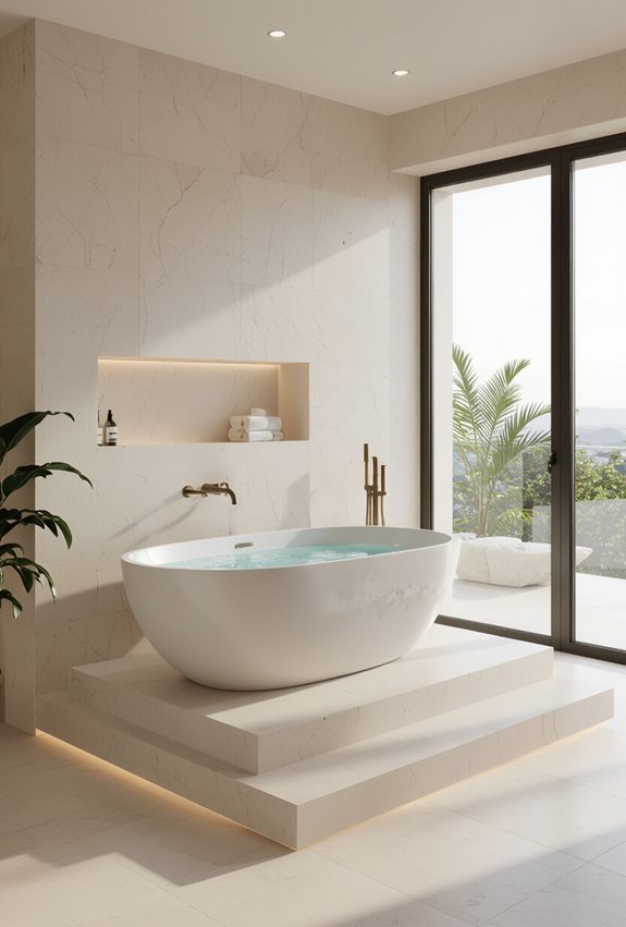 freestanding tub on platform