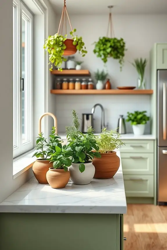 fresh herbs in kitchen