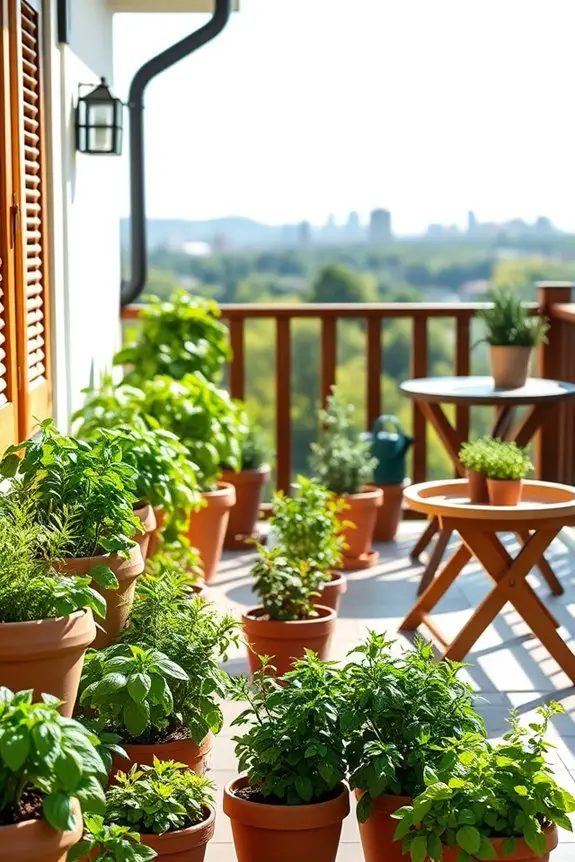 fresh herbs on balcony