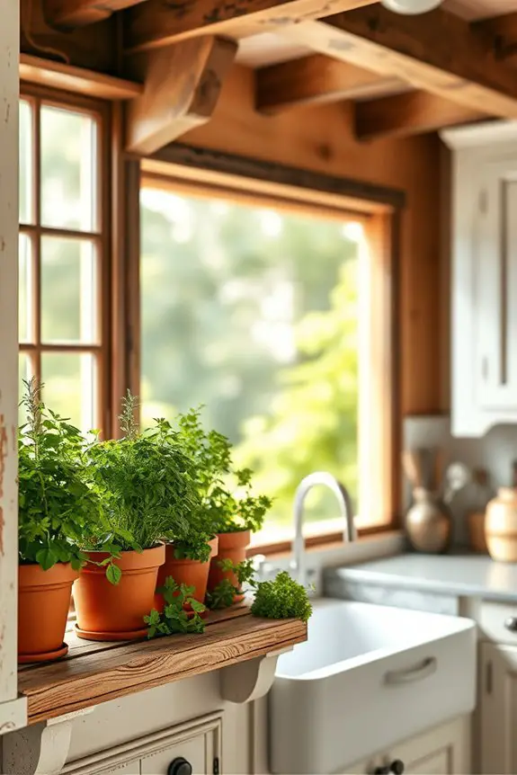 fresh herbs on windowsills