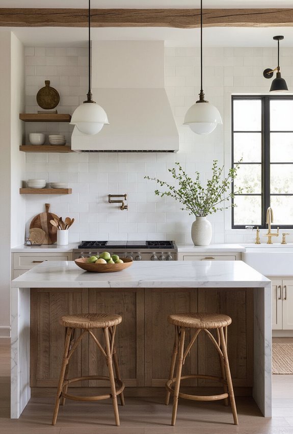 full height patterned tile backsplash