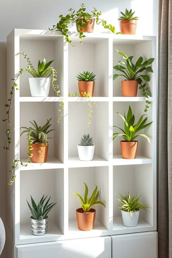 functional cube shelf greenery