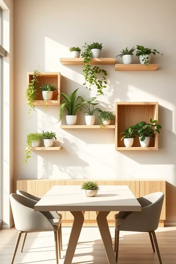 functional greenery display shelves