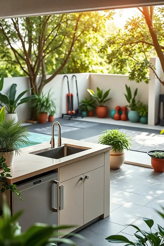 functional outdoor kitchenette setup