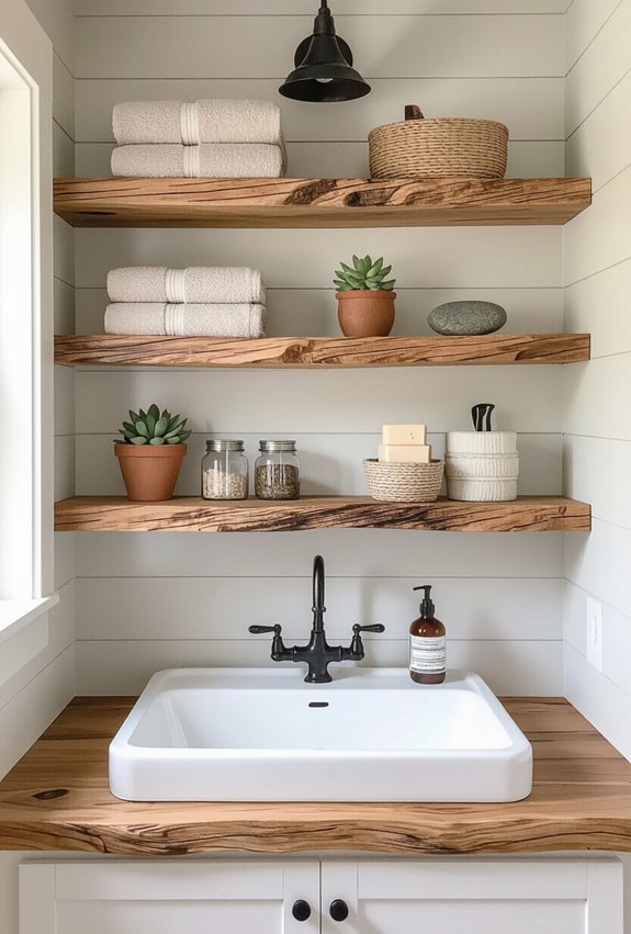 functional rustic art shelves