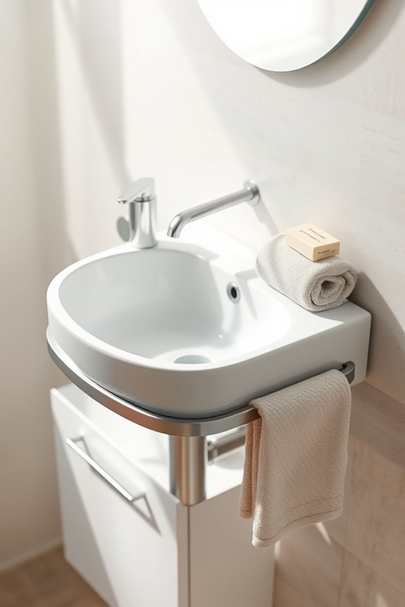functional sink with towel rack