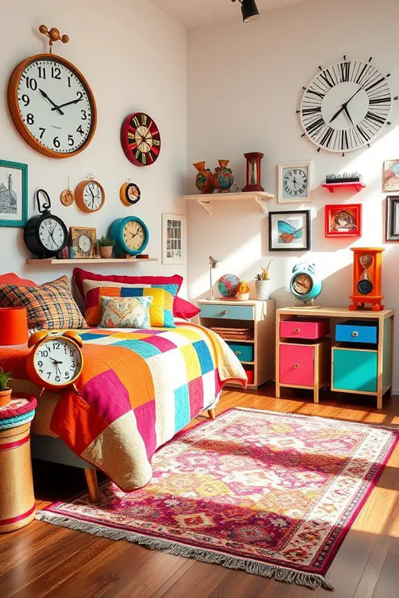 funky clocks enhance decor